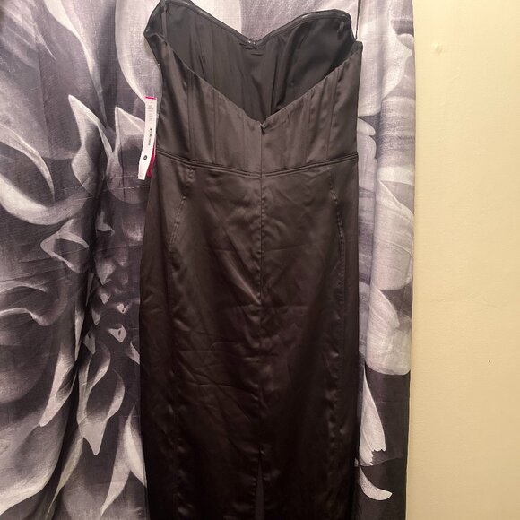 Aqua Faux Feather Trim Strapless Dress - Picture 3 of 5